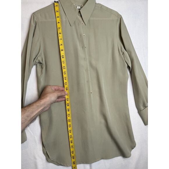 Ann Taylor 100% Silk Button Up Collared Cuff‎ Links Size 4 - Picture 7 of 13